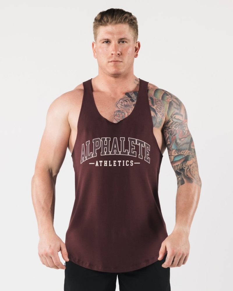 Alphalete AA Raw Cut Tanktop Heren Bordeaux | 37ZGFTCNR