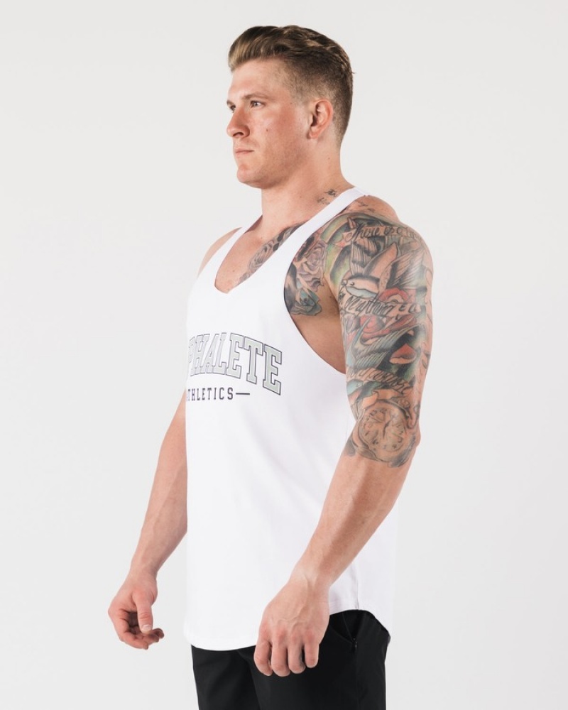 Alphalete AA Raw Cut Tanktop Heren Wit | 54TYFZUJB