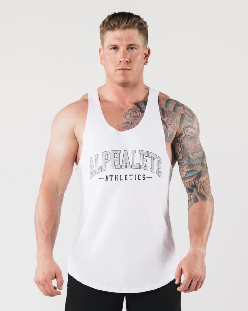 Alphalete AA Raw Cut Tanktop Heren Wit | 54TYFZUJB