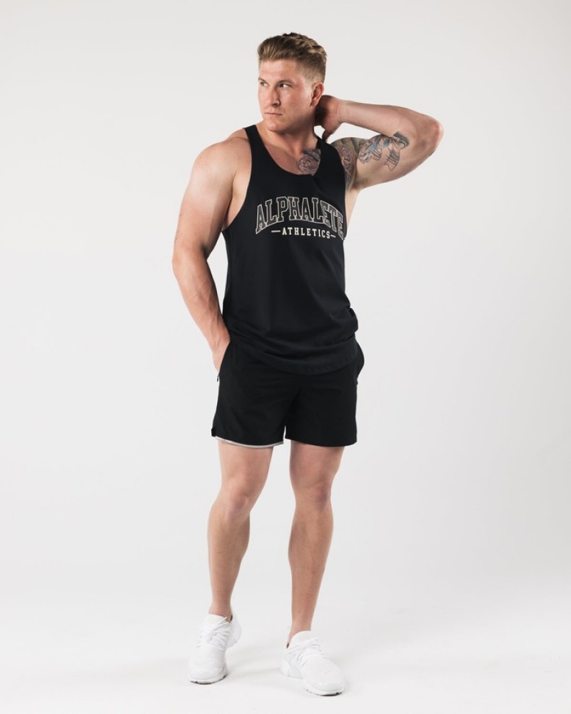 Alphalete AA Raw Cut Tanktop Heren Zwart | 02TUNFZHO