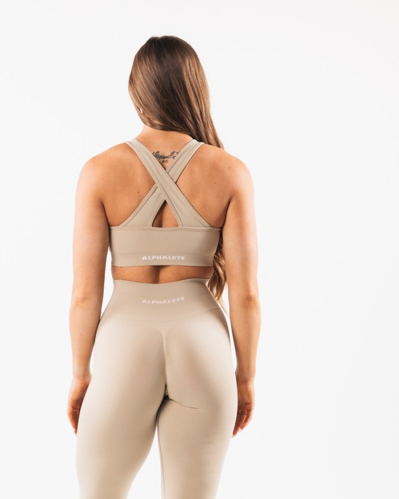 Alphalete Amplify BH Dames Beige | 75MBYWJOI