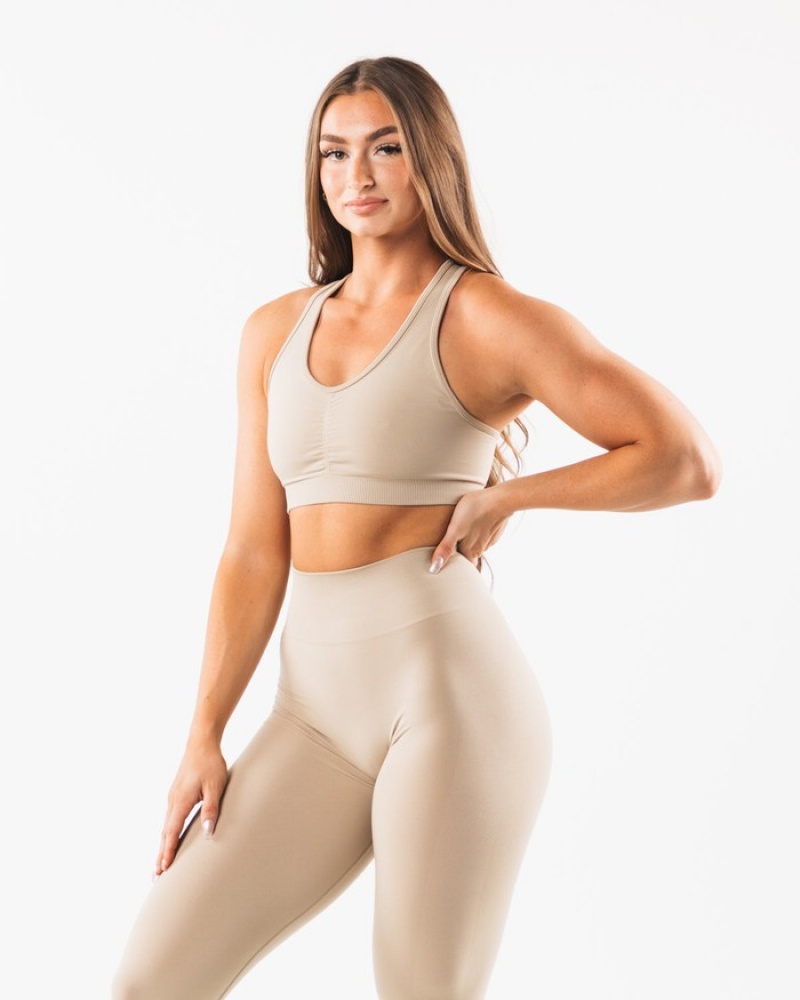 Alphalete Amplify BH Dames Beige | 75MBYWJOI