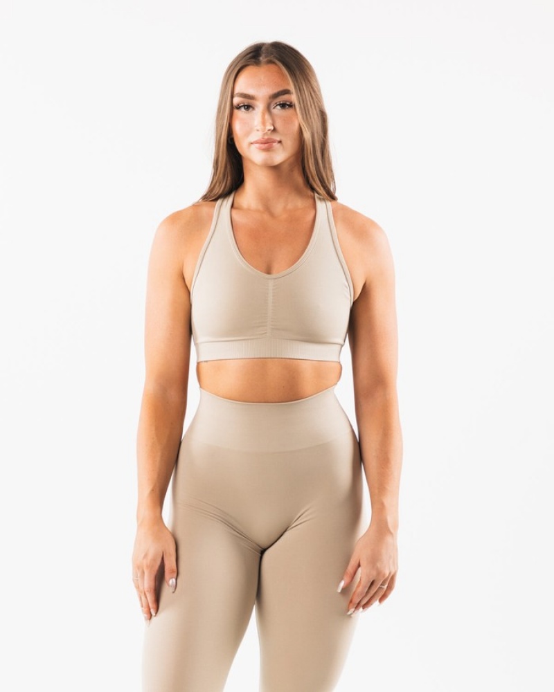 Alphalete Amplify BH Dames Beige | 75MBYWJOI