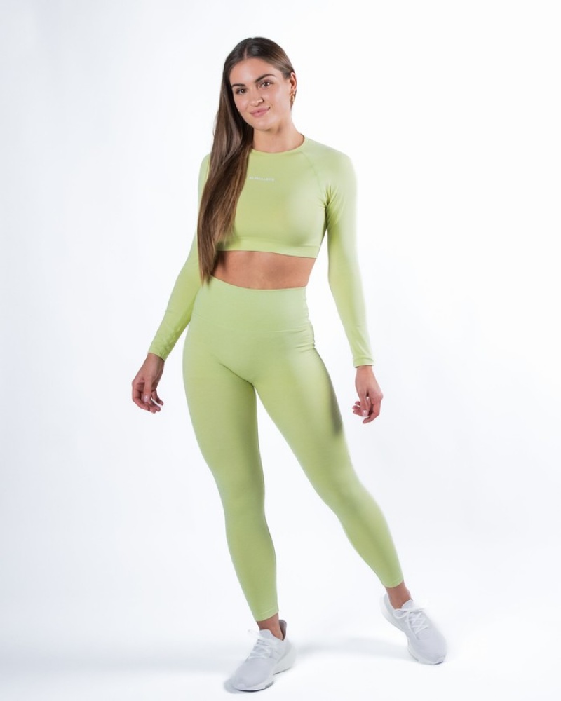 Alphalete Amplify LS Crop T-shirts Dames Groen | 63MRISXZL