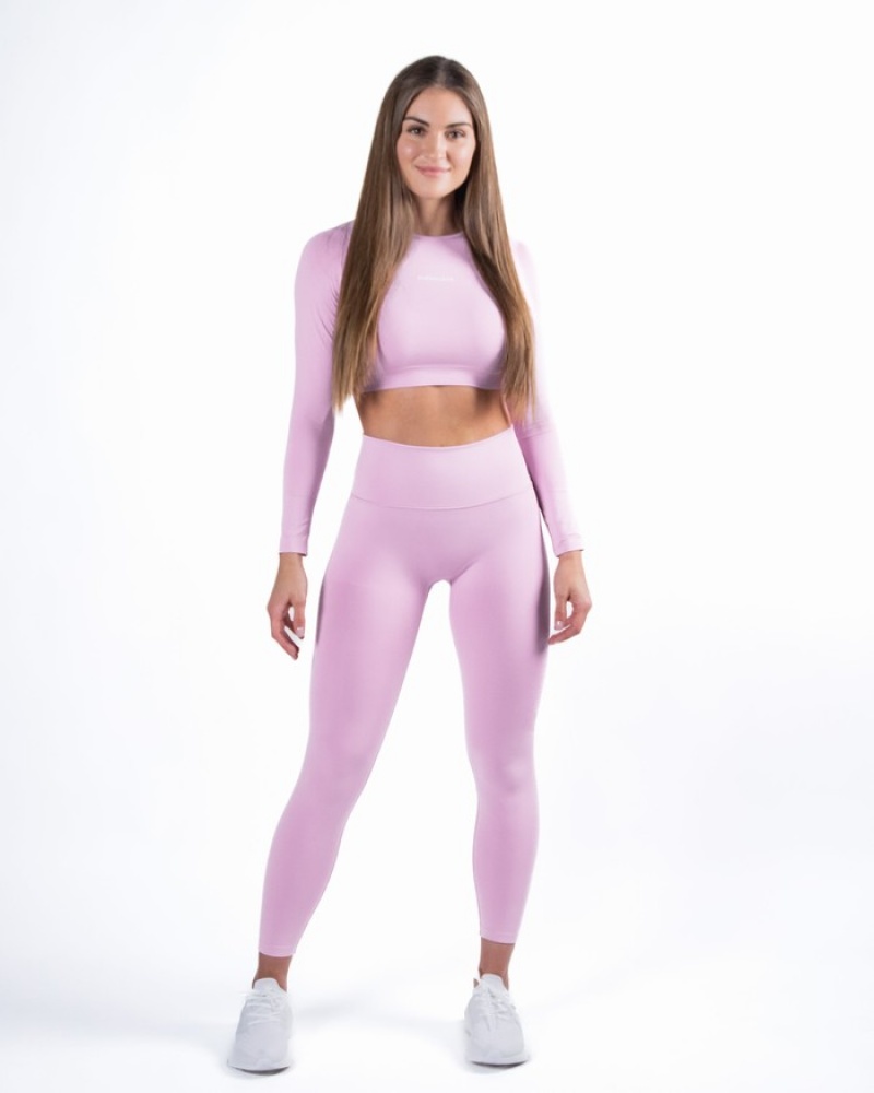 Alphalete Amplify LS Crop T-shirts Dames Roze | 74XFURGTH