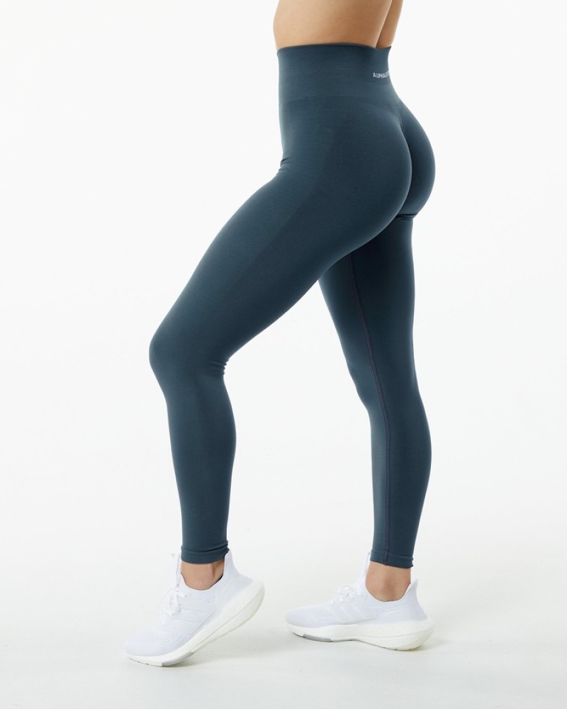 Alphalete Amplify Leggings Dames Blauw | 89UXWBIFJ