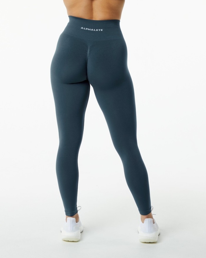 Alphalete Amplify Leggings Dames Blauw | 89UXWBIFJ