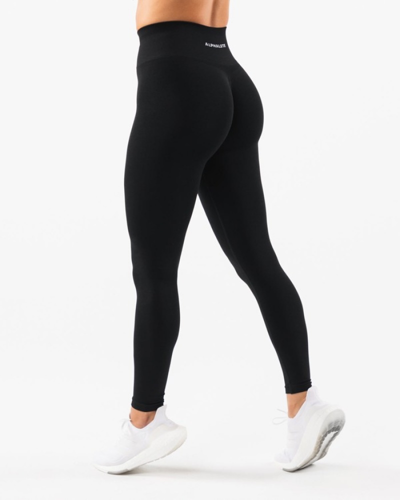 Alphalete Amplify Leggings Dames Zwart | 76MVREQPT