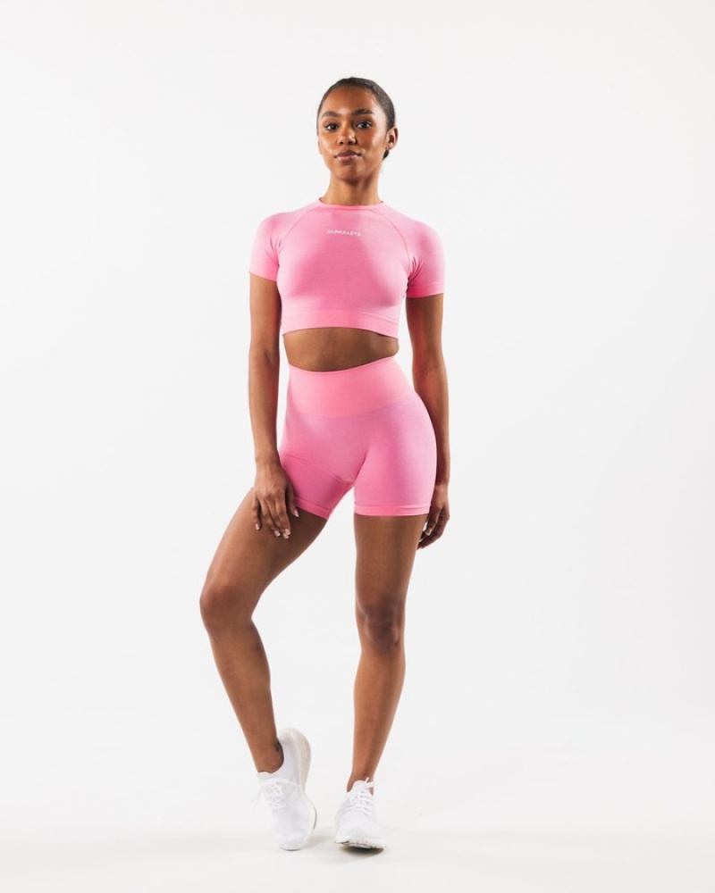 Alphalete Amplify SS Crop Overhemd Dames Roze | 72WXBNKGR