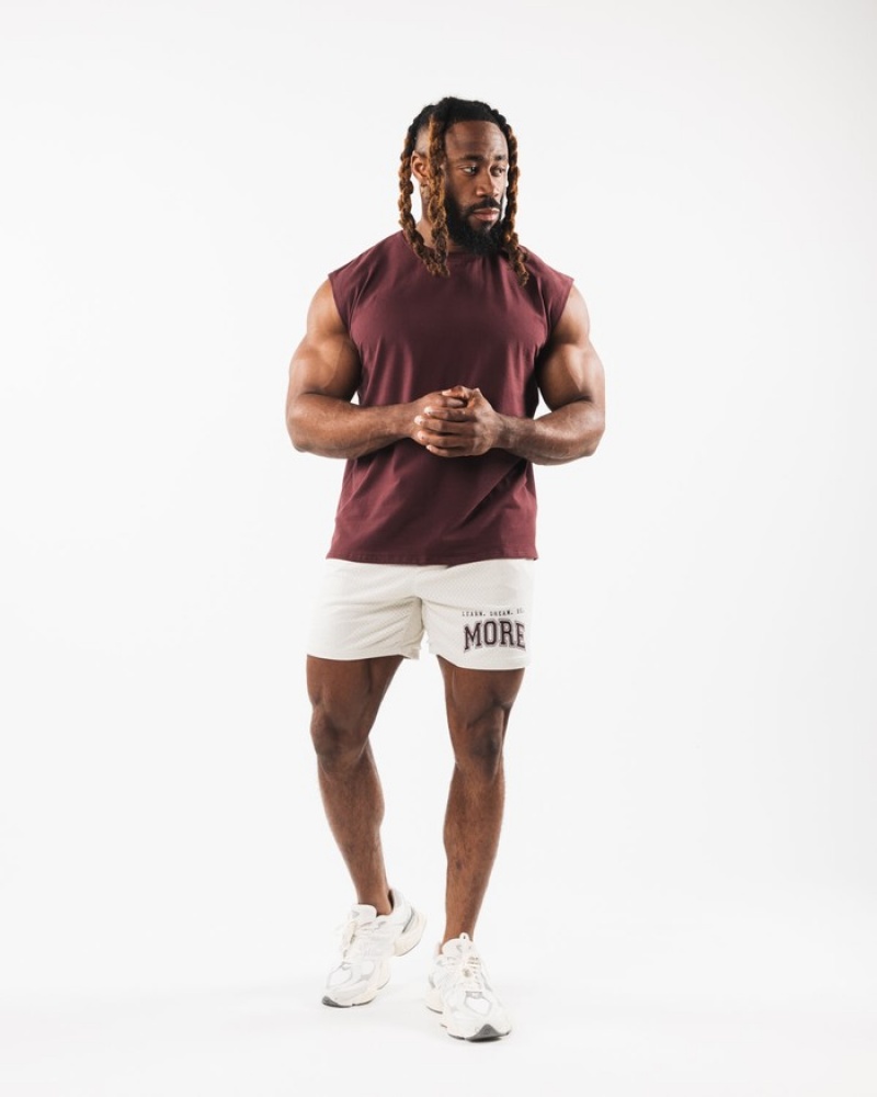 Alphalete Brushed Wolf Head Muscle Tanktop Heren Bordeaux | 65HDUGRLT