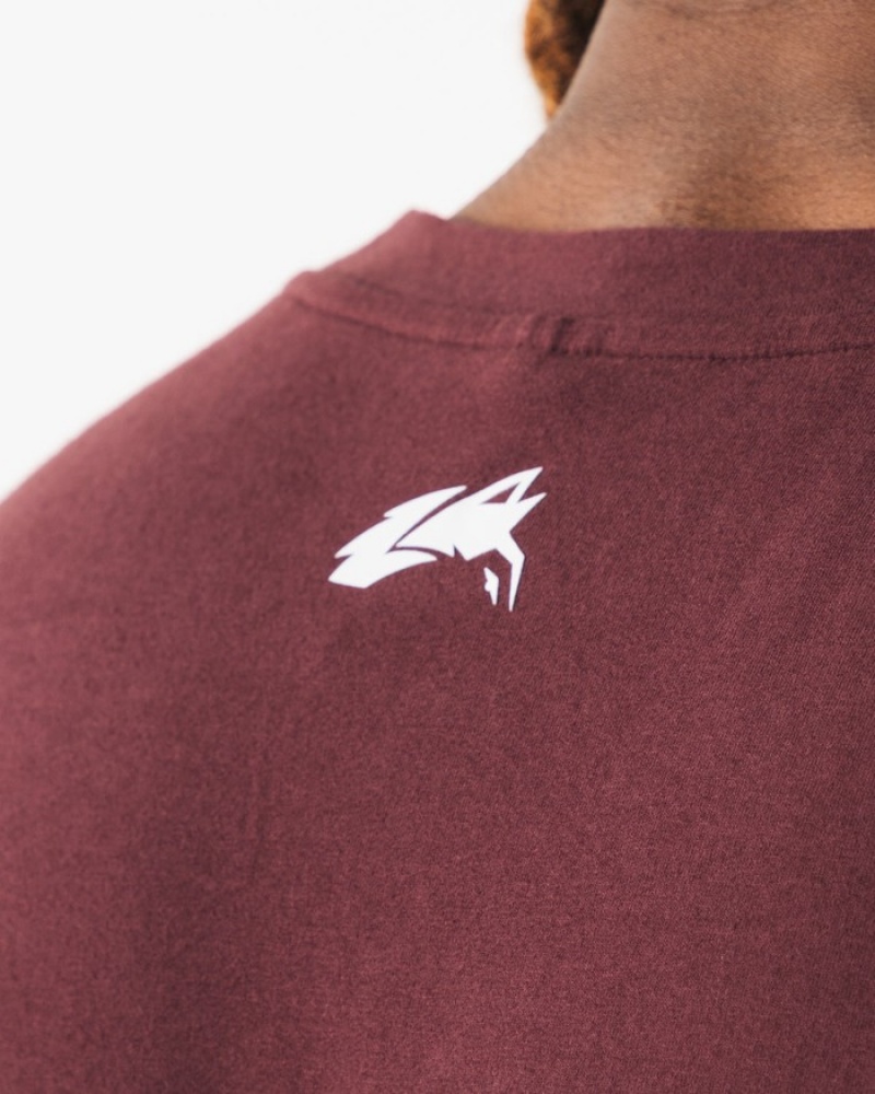 Alphalete Brushed Wolf Head Muscle Tanktop Heren Bordeaux | 65HDUGRLT