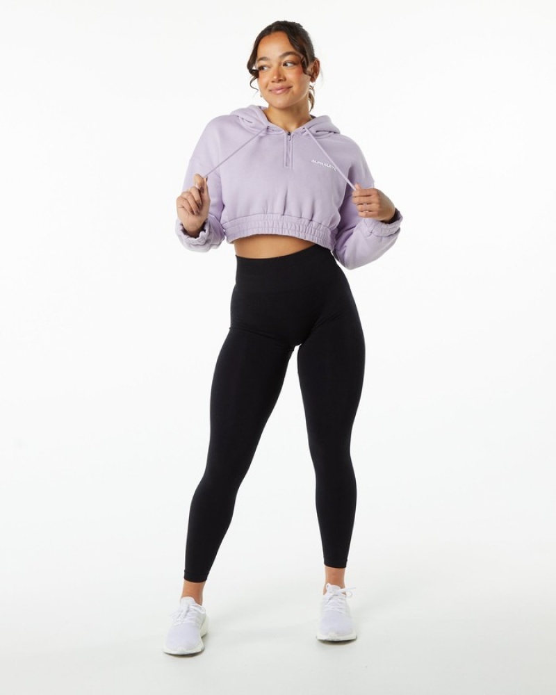 Alphalete Classicital Crop Hoodie Dames Paars | 93EPUHBFO