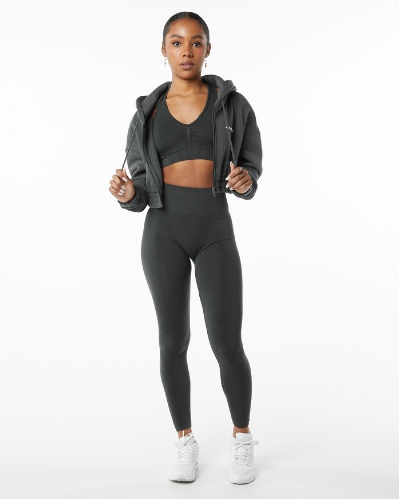 Alphalete Classicital Full-Zip Crop Jassen Dames Grijs | 96YDILPQS