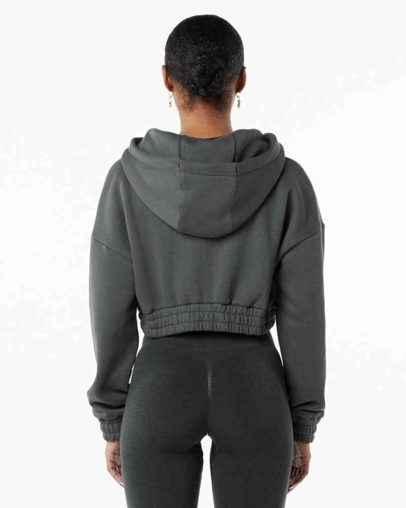 Alphalete Classicital Full-Zip Crop Jassen Dames Grijs | 96YDILPQS