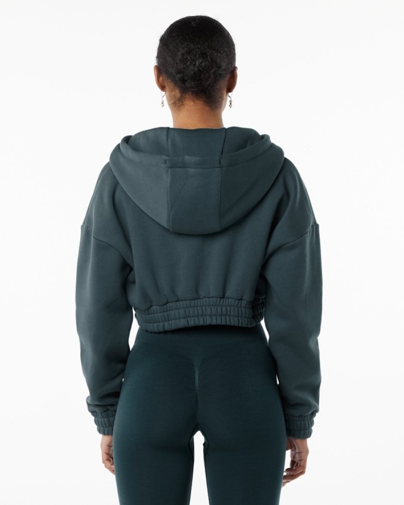 Alphalete Classicital Full-Zip Crop Jassen Dames Donkerblauw | 43AIPOHCN