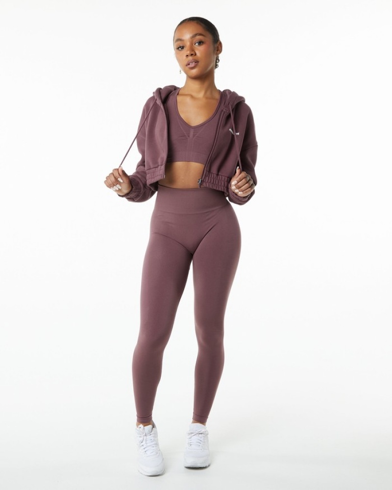 Alphalete Classicital Full-Zip Crop Jassen Dames Paars | 09ARJPQGH