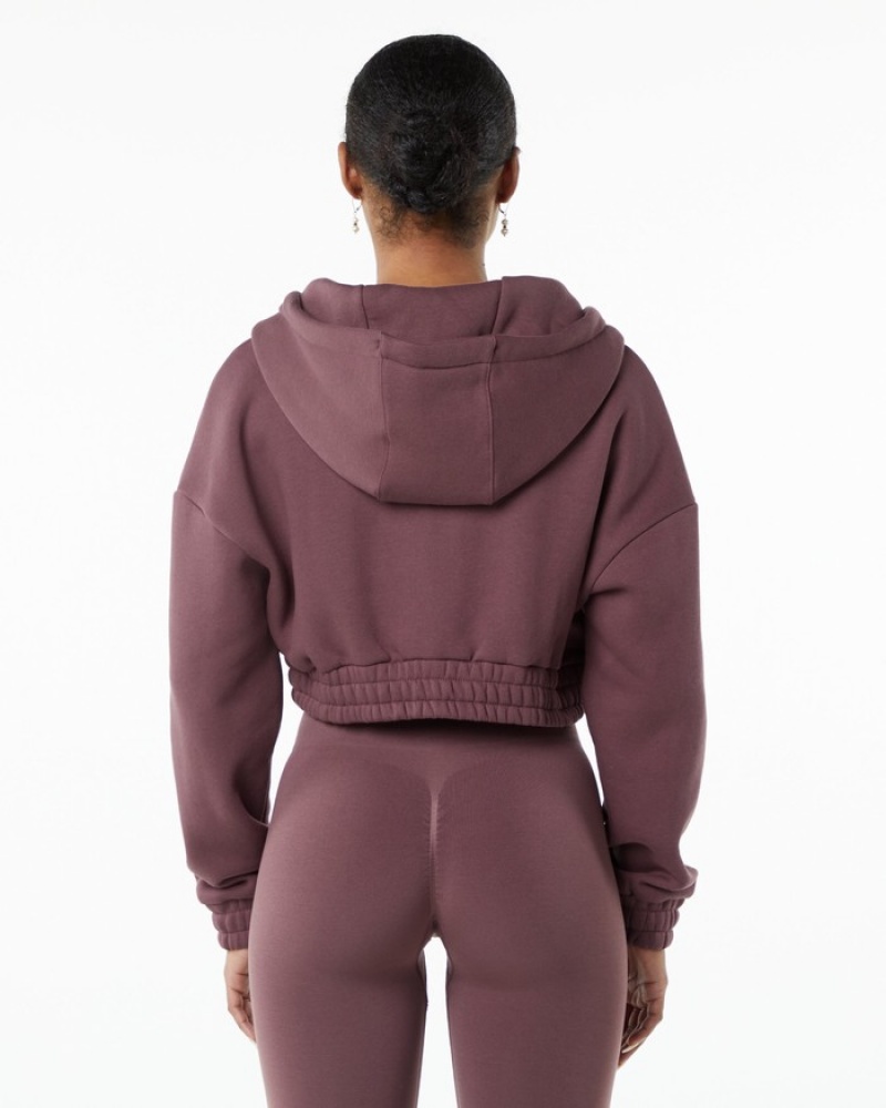 Alphalete Classicital Full-Zip Crop Jassen Dames Paars | 09ARJPQGH