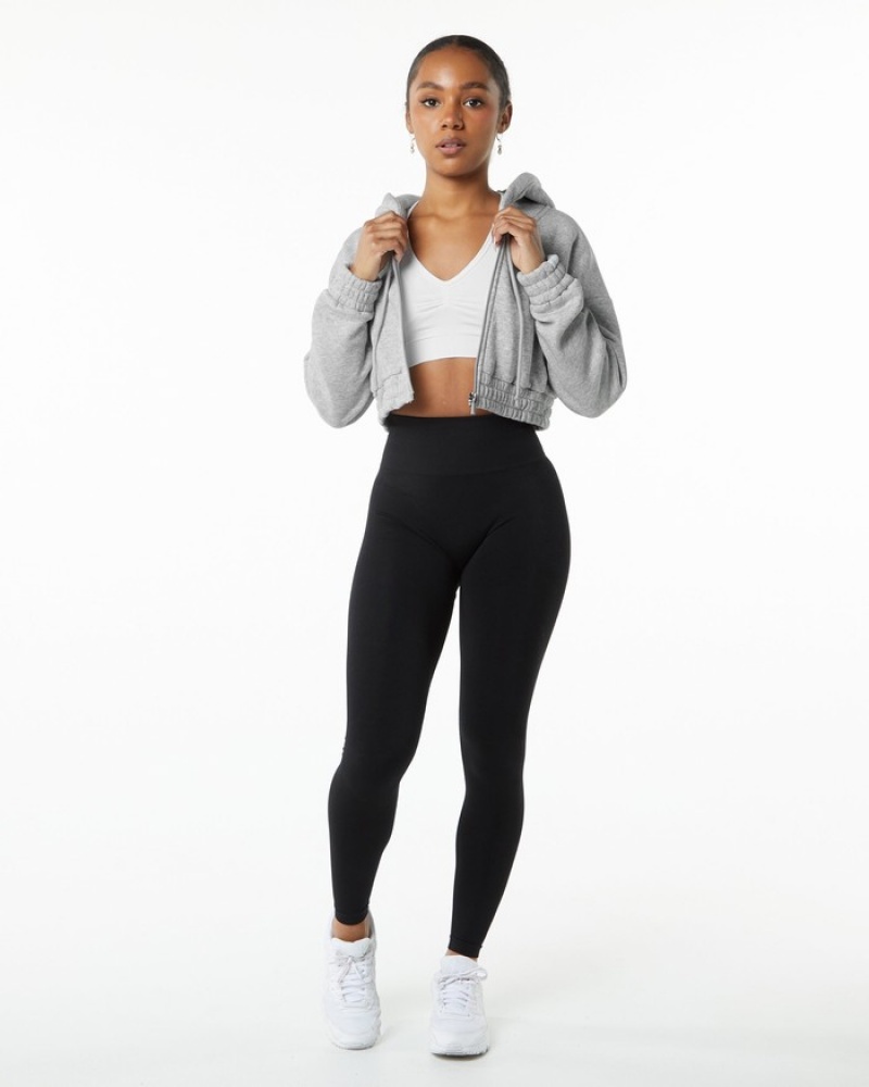 Alphalete Classicital Full-Zip Crop Jassen Dames Grijs | 84BKOFELR