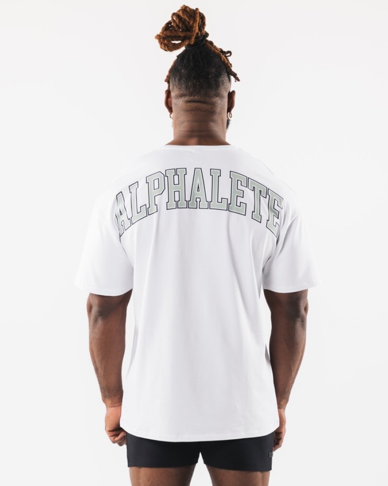 Alphalete Collegiate Overhemd Heren Wit | 80NAZYBQD