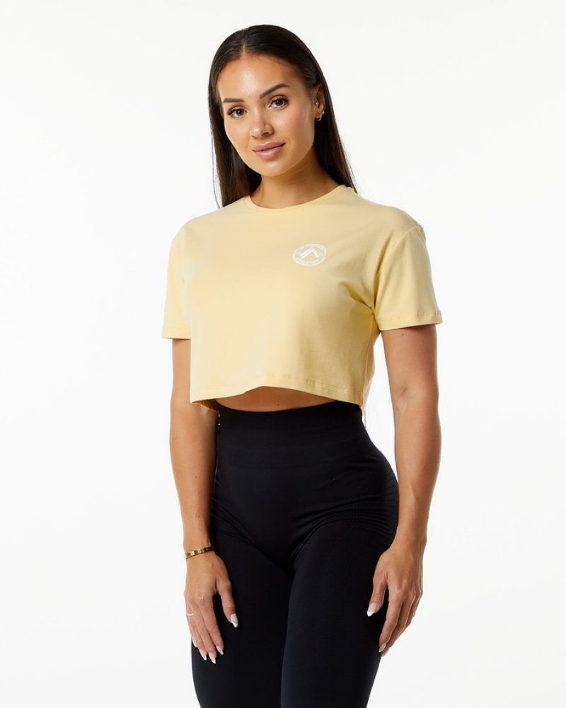 Alphalete Dynasty Crop Overhemd Dames Beige | 59VDWHNPA