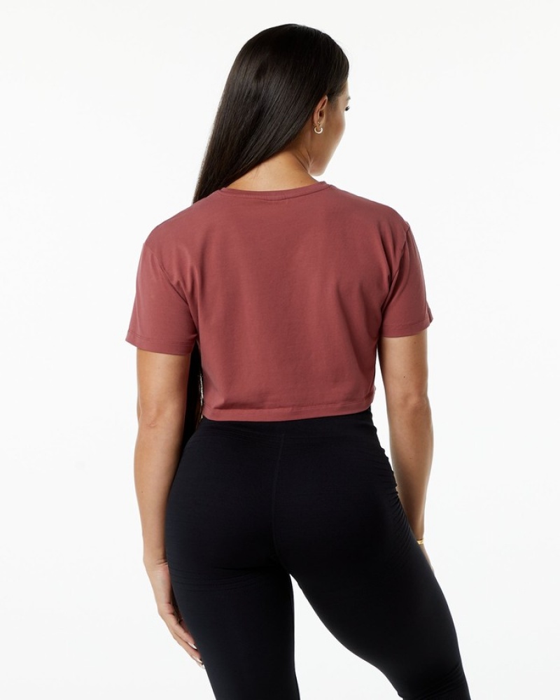 Alphalete Dynasty Crop Overhemd Dames Bordeaux | 40TUKLIGW