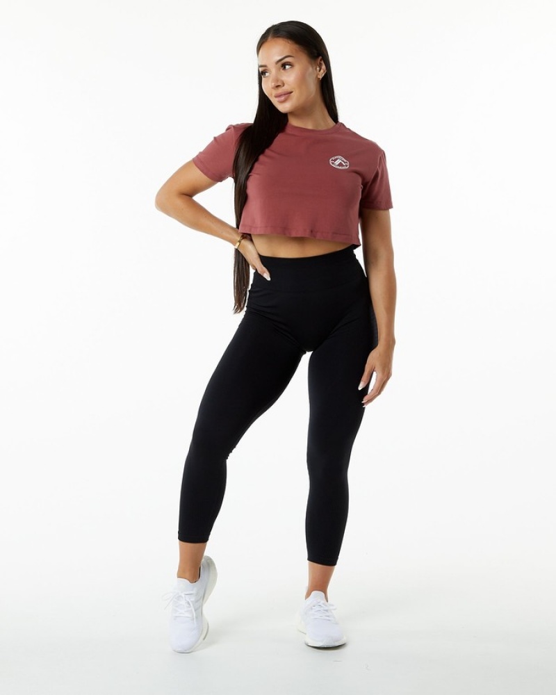 Alphalete Dynasty Crop Overhemd Dames Bordeaux | 40TUKLIGW