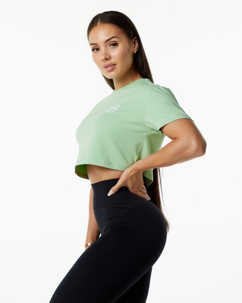 Alphalete Dynasty Crop Overhemd Dames Groen | 35QRFSLVO