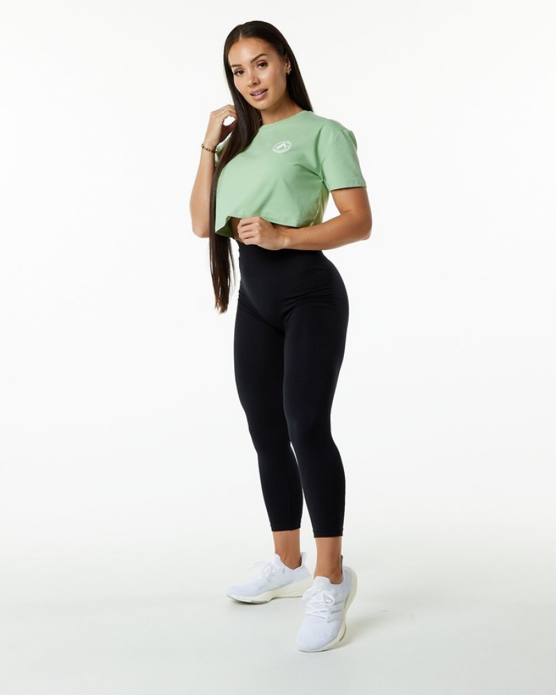 Alphalete Dynasty Crop Overhemd Dames Groen | 35QRFSLVO