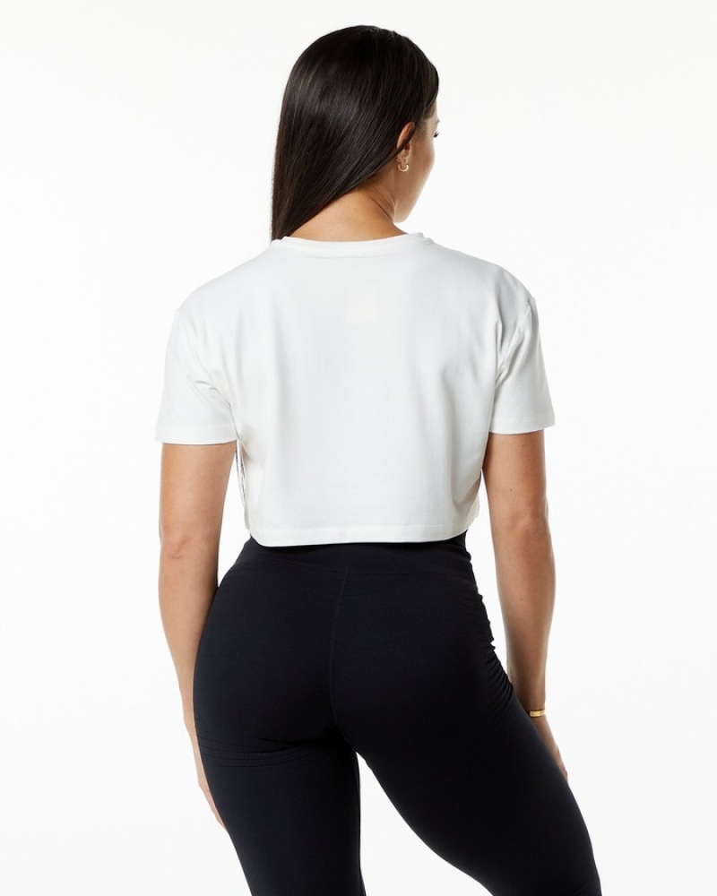 Alphalete Dynasty Crop Overhemd Dames Wit | 25QDMOJLH