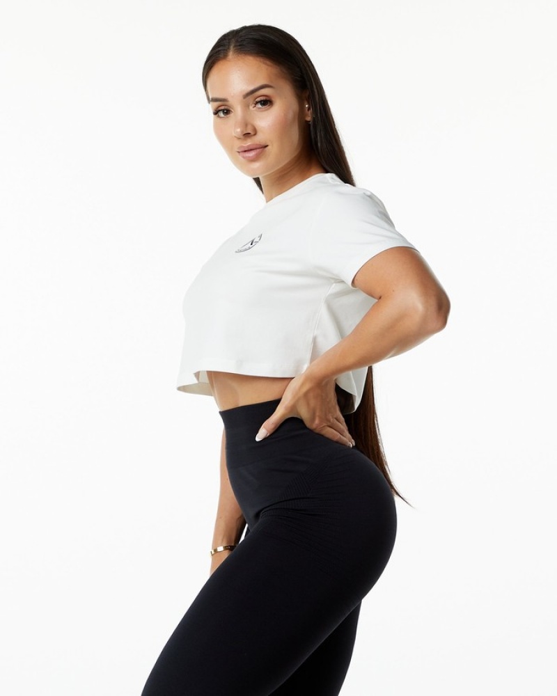 Alphalete Dynasty Crop Overhemd Dames Wit | 25QDMOJLH