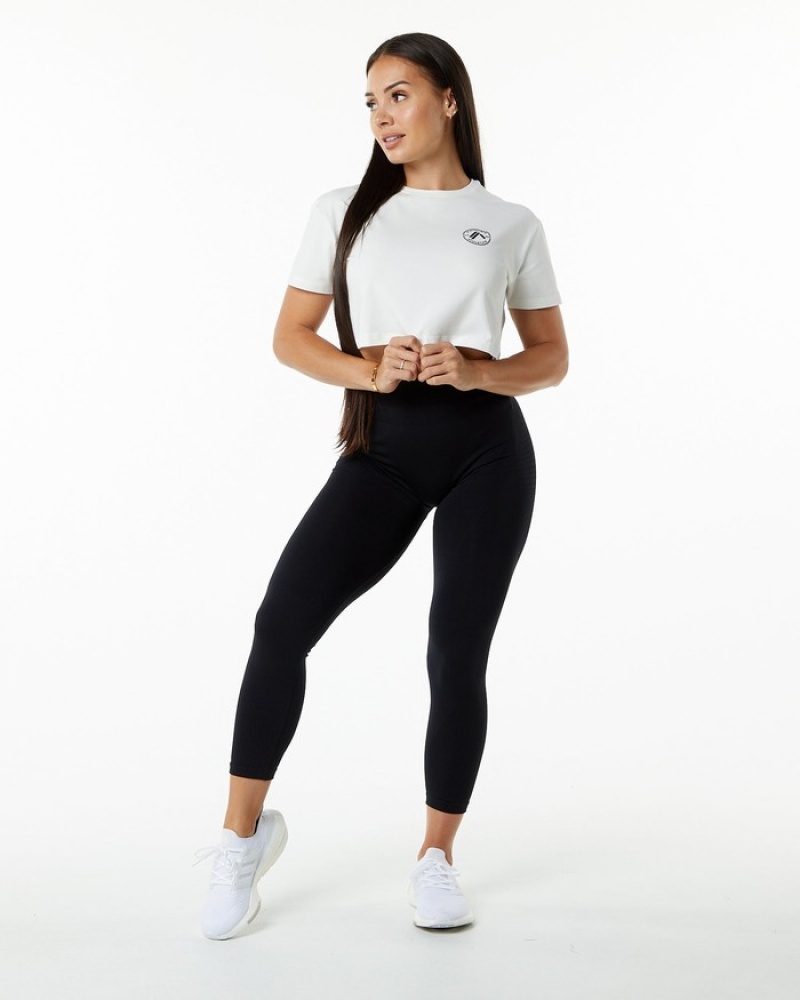 Alphalete Dynasty Crop Overhemd Dames Wit | 25QDMOJLH