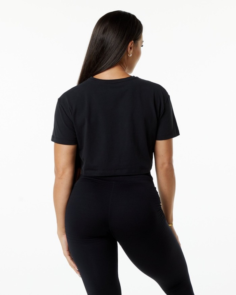 Alphalete Dynasty Crop Overhemd Dames Zwart | 24BXICJUZ