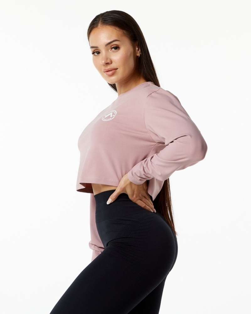 Alphalete Dynasty LS Crop T-shirts Dames Paars | 15TUPEQGY