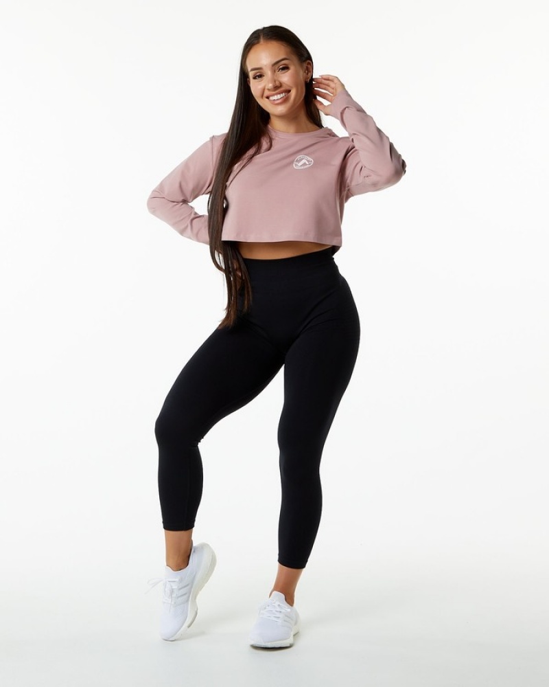 Alphalete Dynasty LS Crop T-shirts Dames Paars | 15TUPEQGY