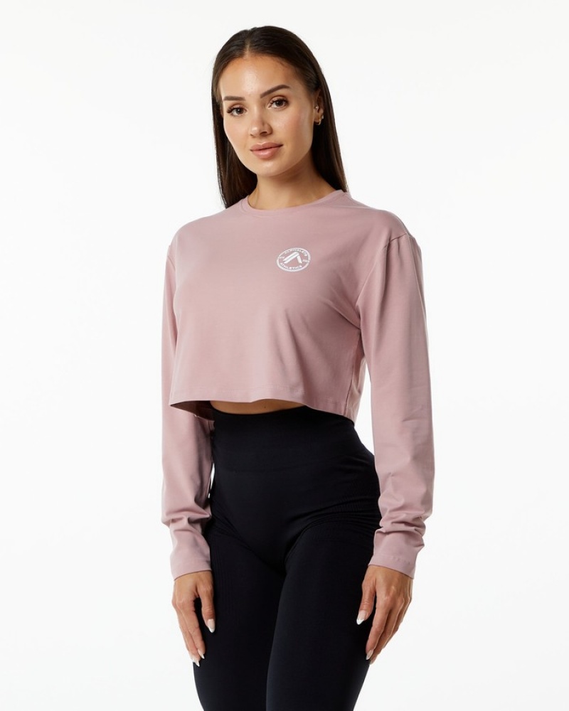 Alphalete Dynasty LS Crop T-shirts Dames Paars | 15TUPEQGY