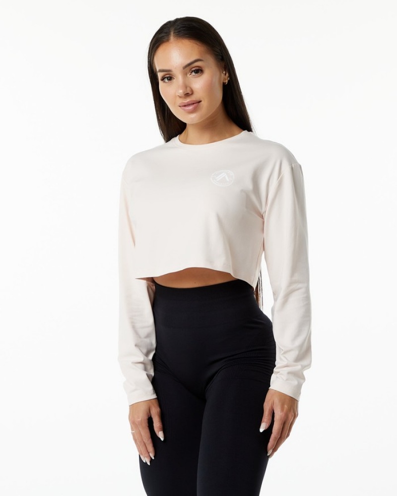 Alphalete Dynasty LS Crop T-shirts Dames Roze | 39BWZNLDE