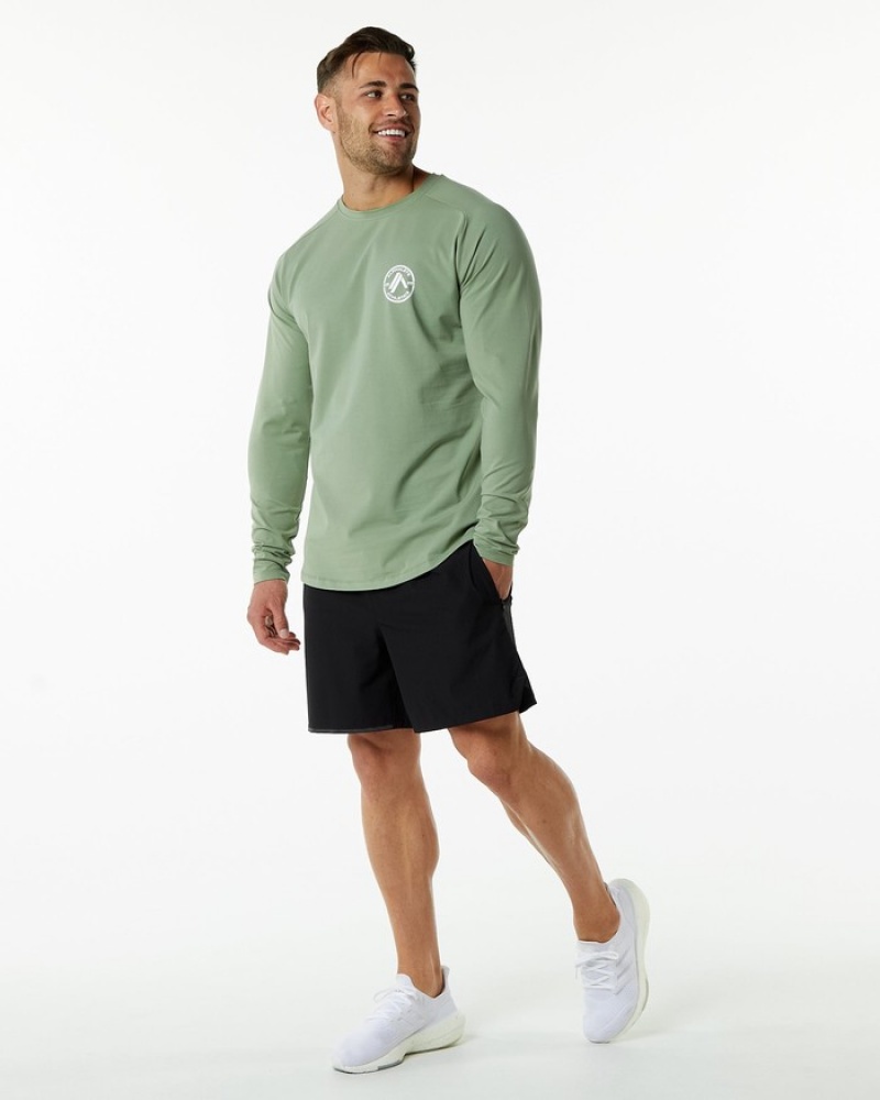 Alphalete Dynasty LS Overhemd Heren Olijfgroen | 69PKOZYLJ