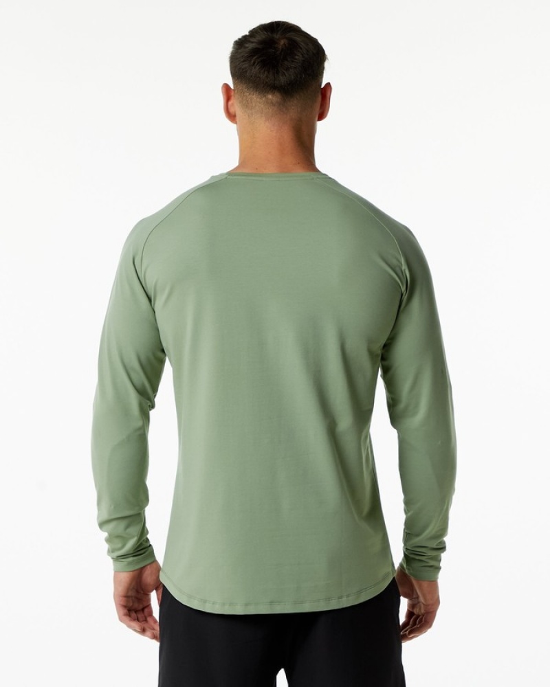 Alphalete Dynasty LS Overhemd Heren Olijfgroen | 69PKOZYLJ