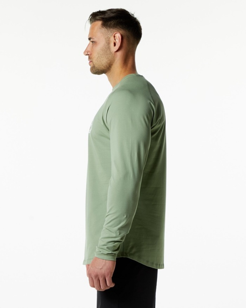 Alphalete Dynasty LS Overhemd Heren Olijfgroen | 69PKOZYLJ