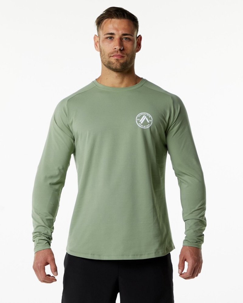 Alphalete Dynasty LS Overhemd Heren Olijfgroen | 69PKOZYLJ