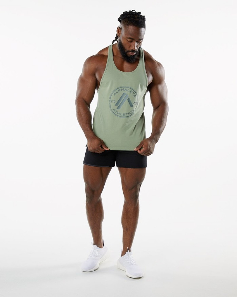 Alphalete Dynasty Stringer Tanktop Heren Olijfgroen | 72VOBGTSC