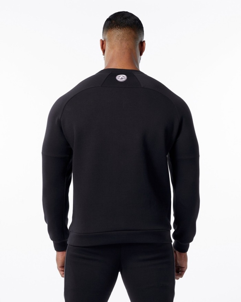 Alphalete ELMTS Crewneck Sweatshirt Heren Zwart | 83UZYTIFD