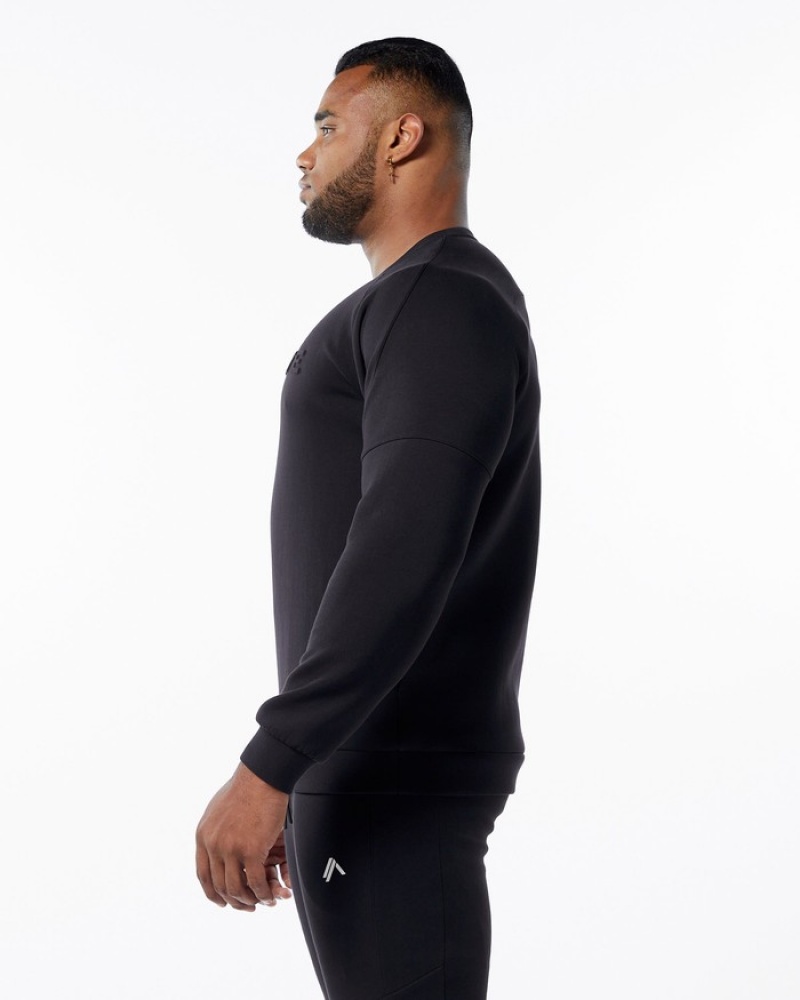 Alphalete ELMTS Crewneck Sweatshirt Heren Zwart | 83UZYTIFD