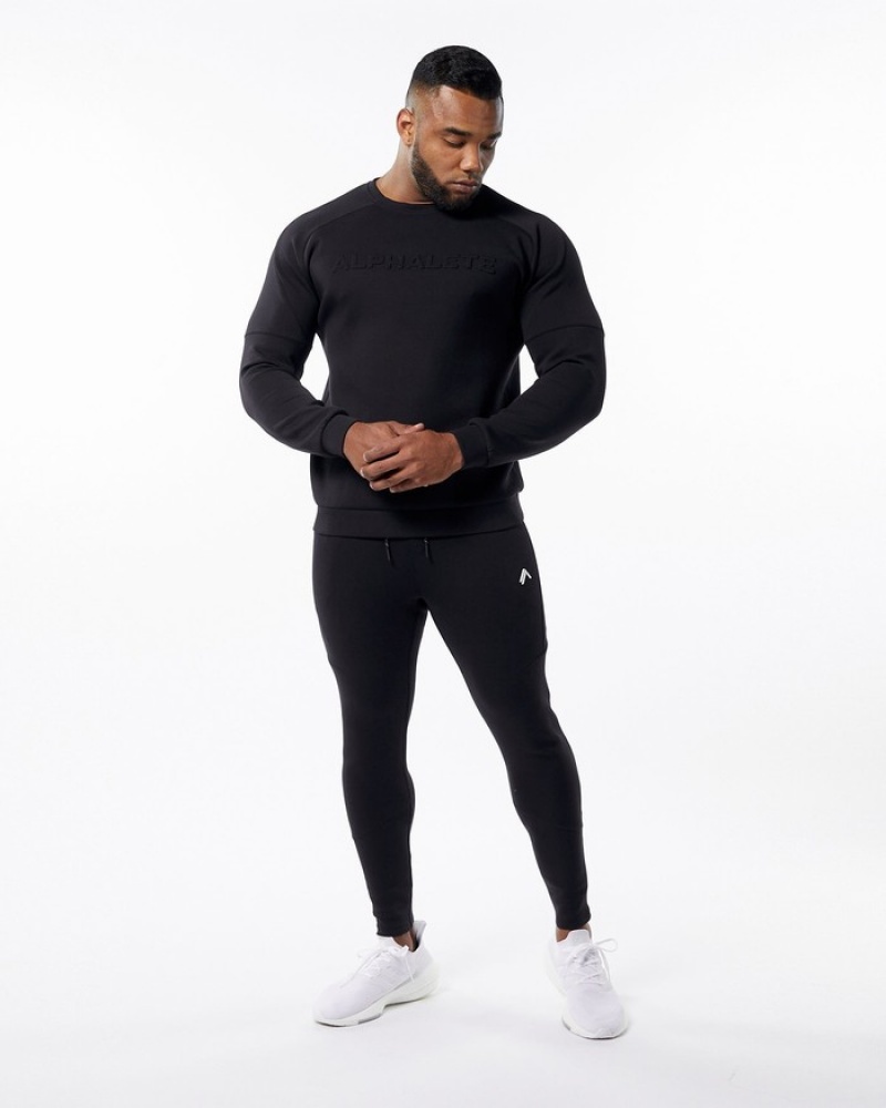 Alphalete ELMTS Crewneck Sweatshirt Heren Zwart | 83UZYTIFD