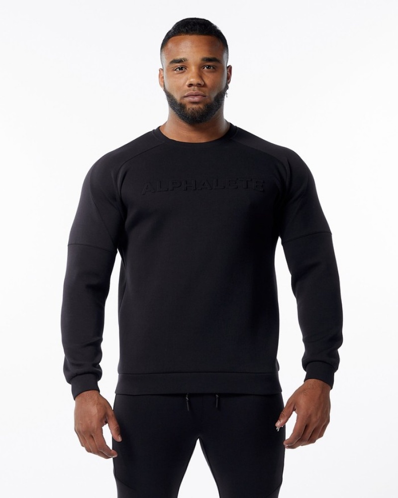 Alphalete ELMTS Crewneck Sweatshirt Heren Zwart | 83UZYTIFD