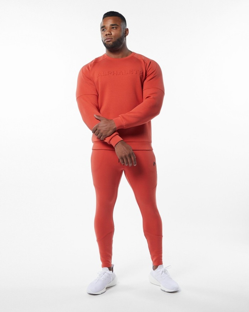 Alphalete ELMTS Crewneck Sweatshirt Heren Oranje | 27NMTDQOF