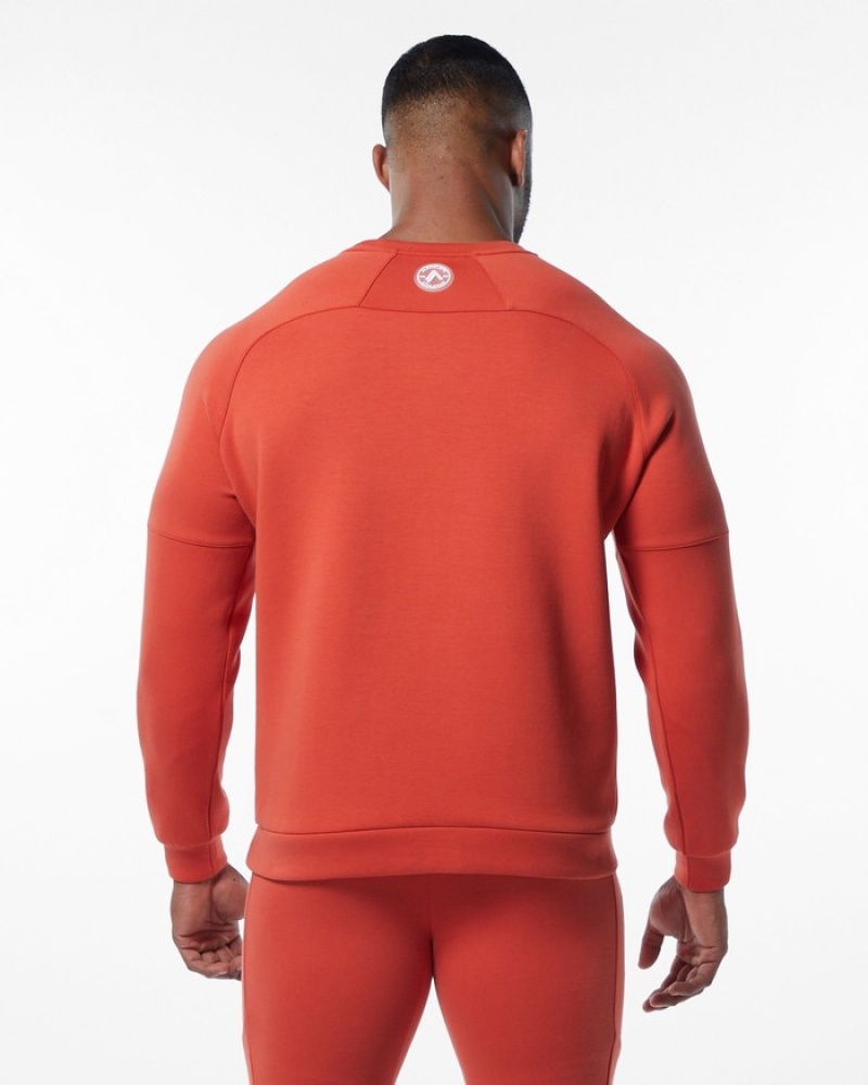 Alphalete ELMTS Crewneck Sweatshirt Heren Oranje | 27NMTDQOF