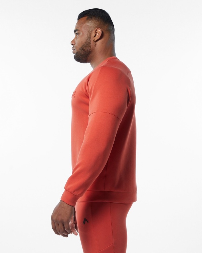 Alphalete ELMTS Crewneck Sweatshirt Heren Oranje | 27NMTDQOF