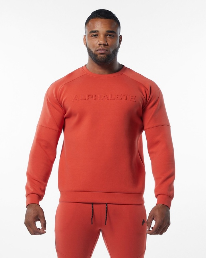 Alphalete ELMTS Crewneck Sweatshirt Heren Oranje | 27NMTDQOF