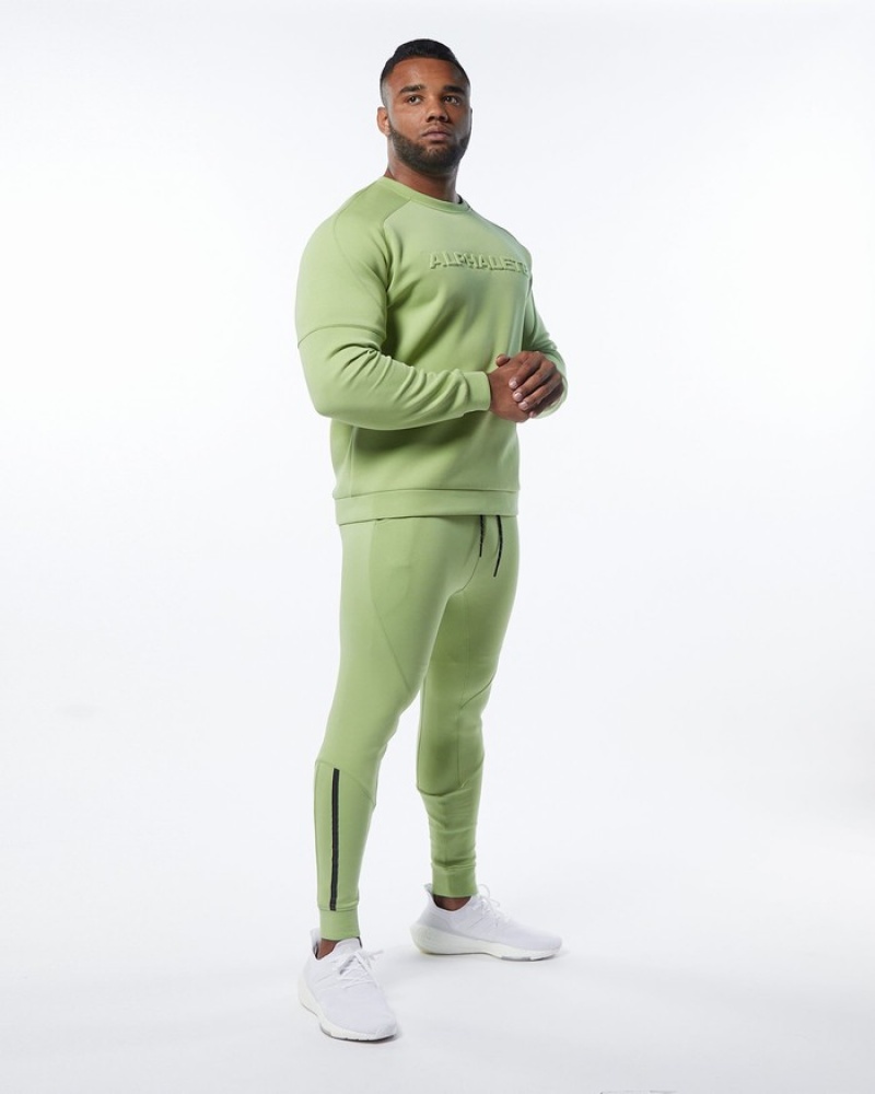 Alphalete ELMTS Crewneck Sweatshirt Heren Lichtgroen | 16CLAWFMD